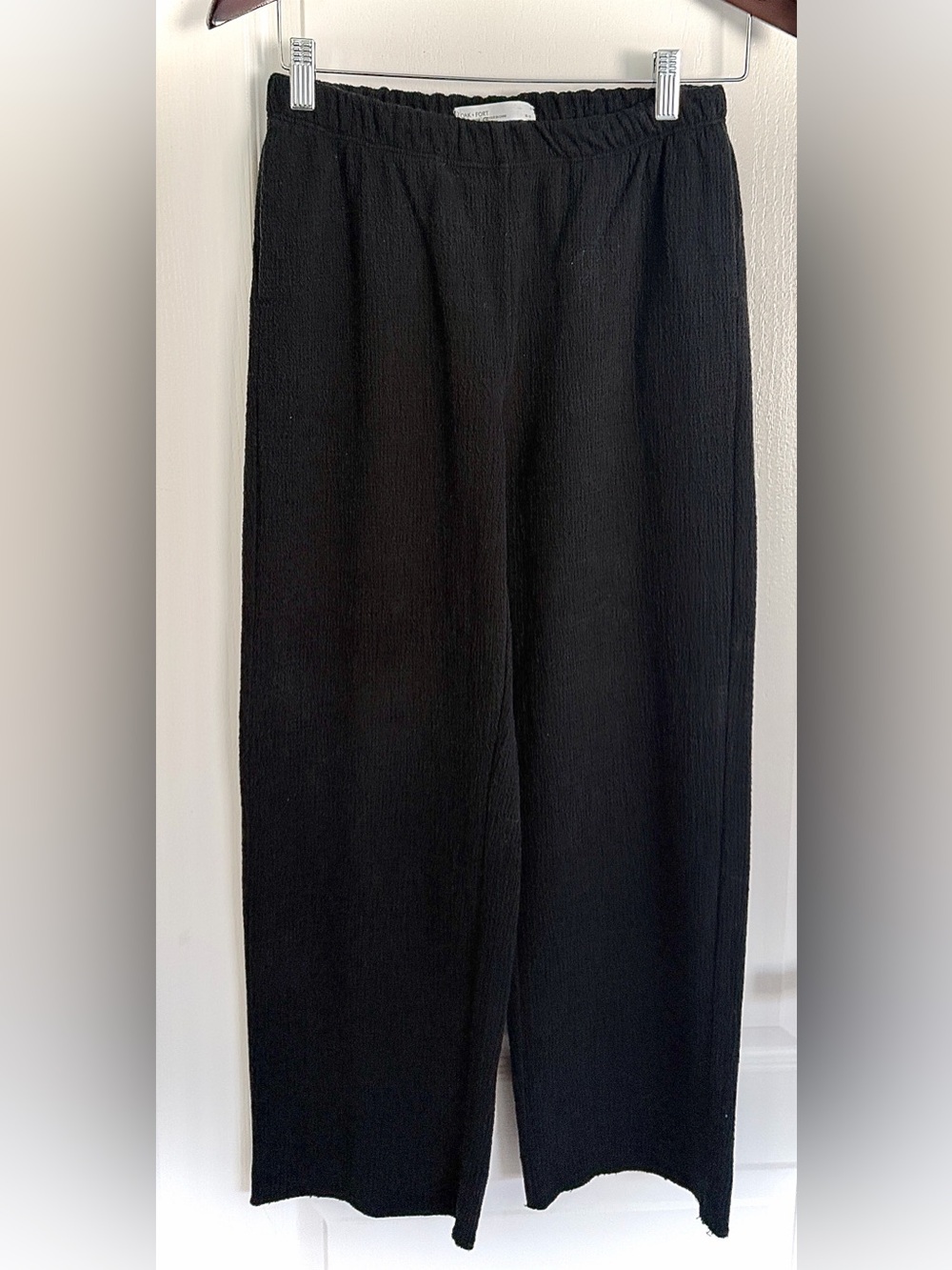 OAK + FORT Black Textured Track Pants